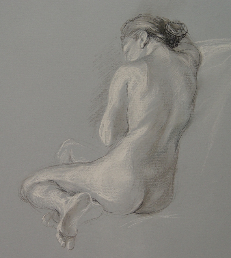 Musing, Charcoal and Pastel