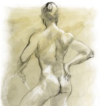 Nude with a Chair, pastel and charcoal