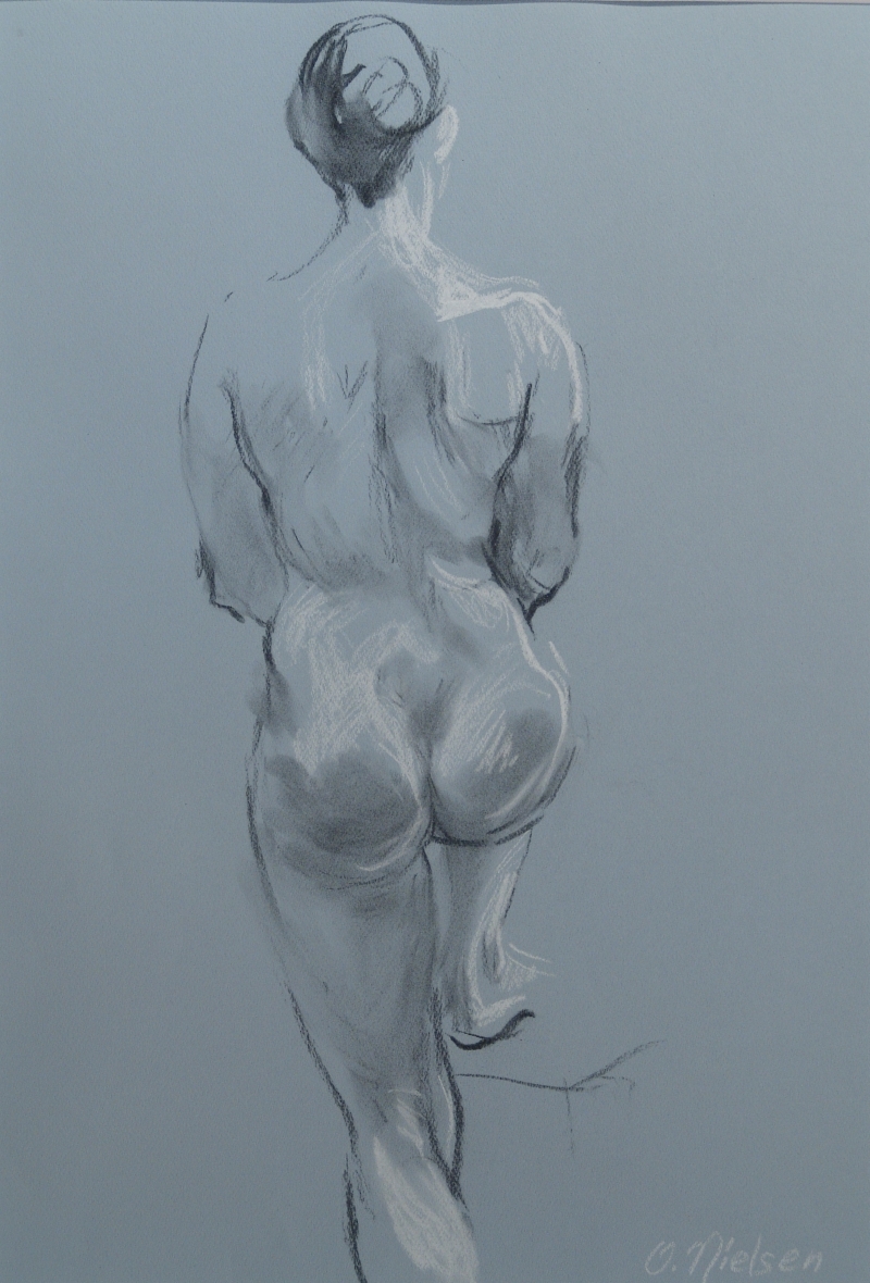 Standing Nude, Charcoal and chalk