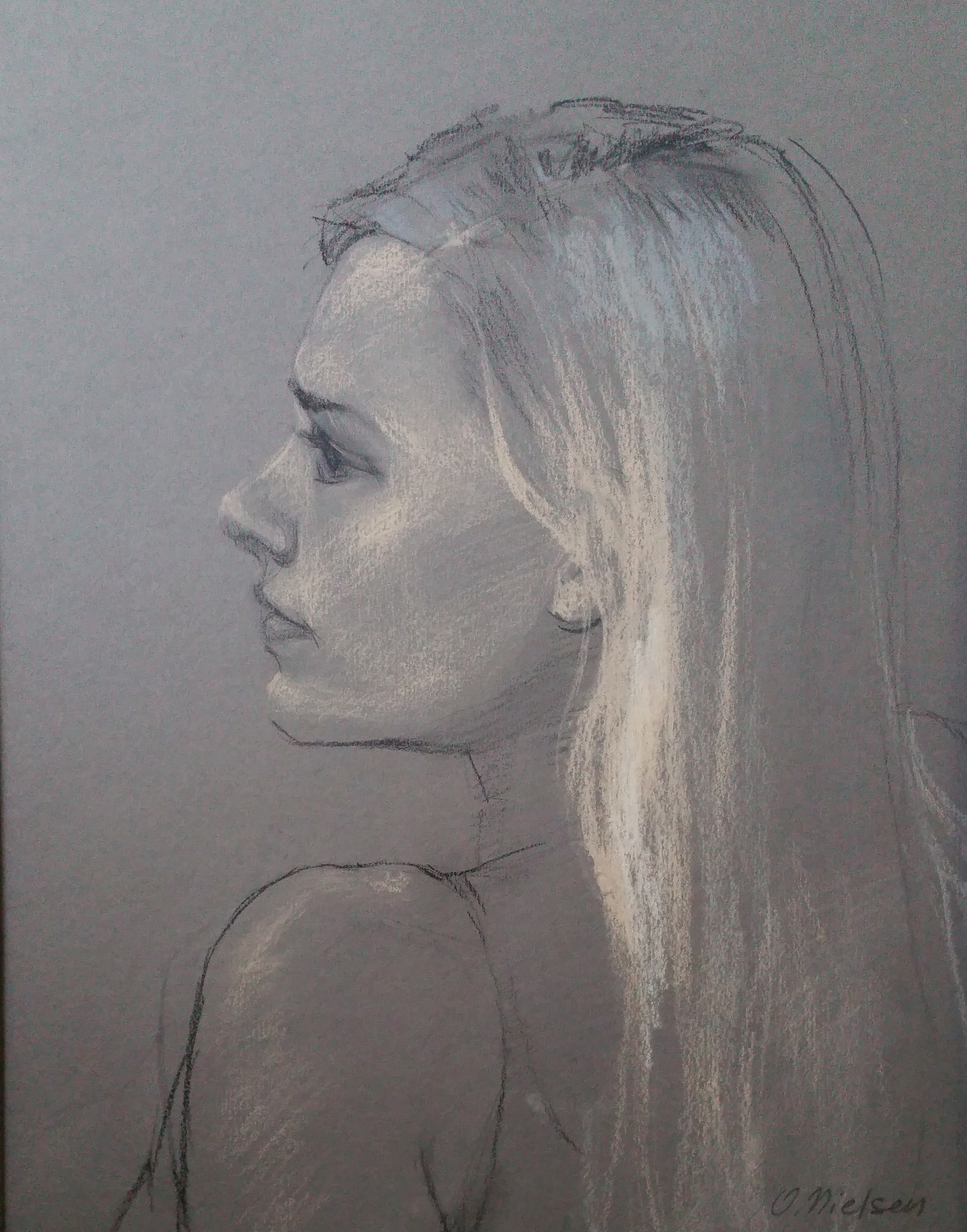 Mel, Charcoal and pastel