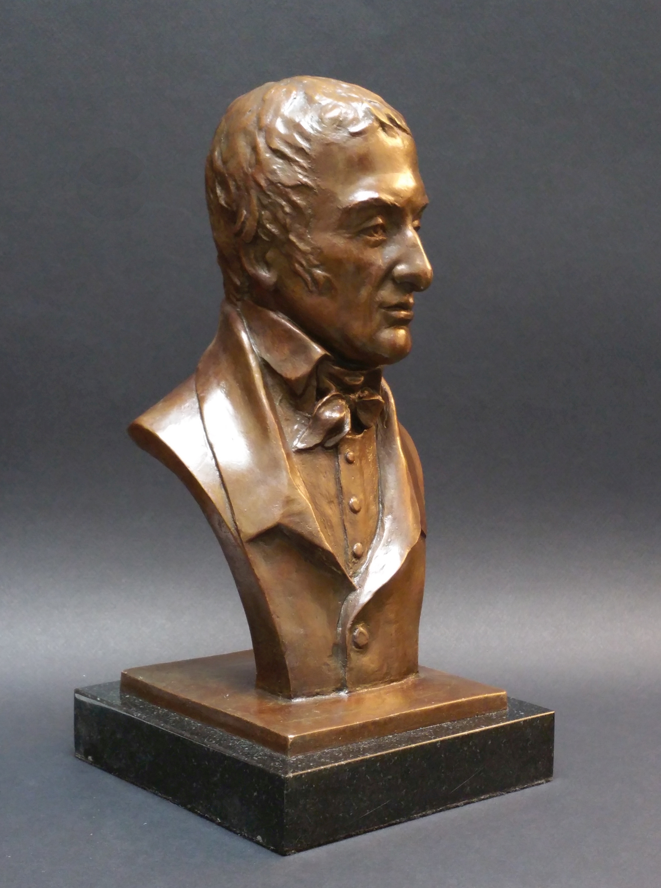 Bust of James Tilton, First Surgeon General of US, Bronze, 12  x 6  x  7